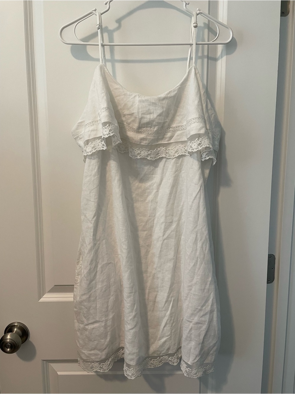 Universal Thread White Cotton Lace-Trim Mini Dress